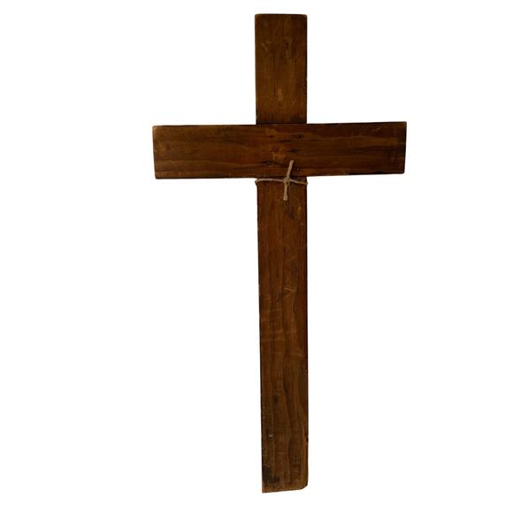 Vintage Tramp Art Trench Wooden Crucifix Cross Jesus Christian Religious 15.5" - Picture 4 of 7